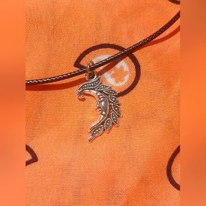 Black cord necklace with moon charm